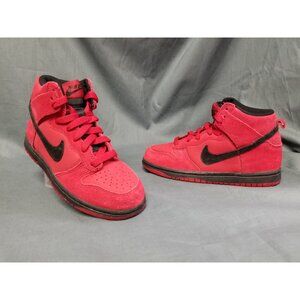 Nike Dunk High (PS) Sneakers Black Red Suede Size 13c Display NEW NO BOX !